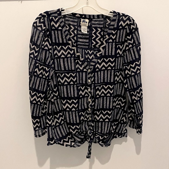 Breezy Gauze Tribal Zig Zag Blouse S - Picture 4 of 6